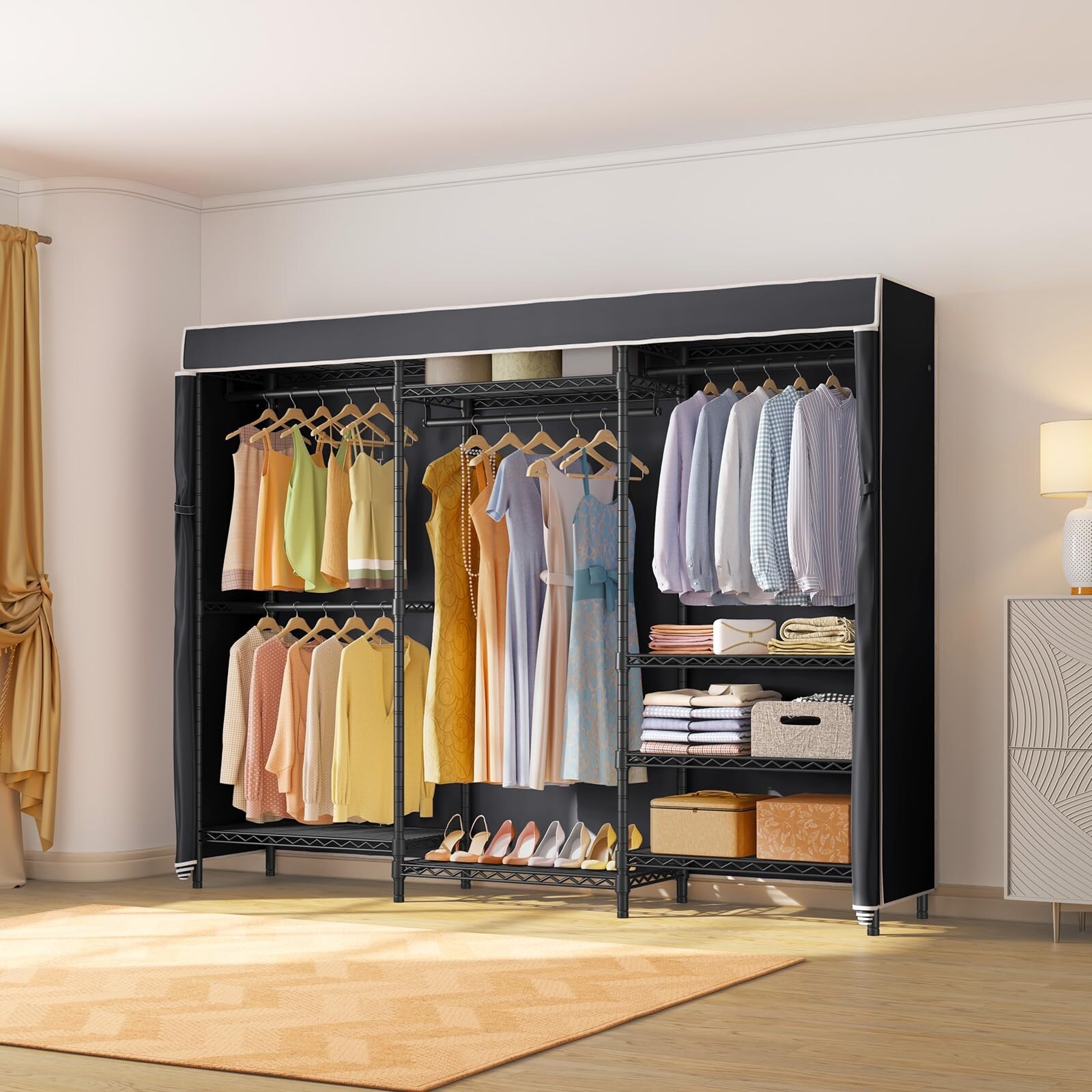 Covered closet 2025 rack
