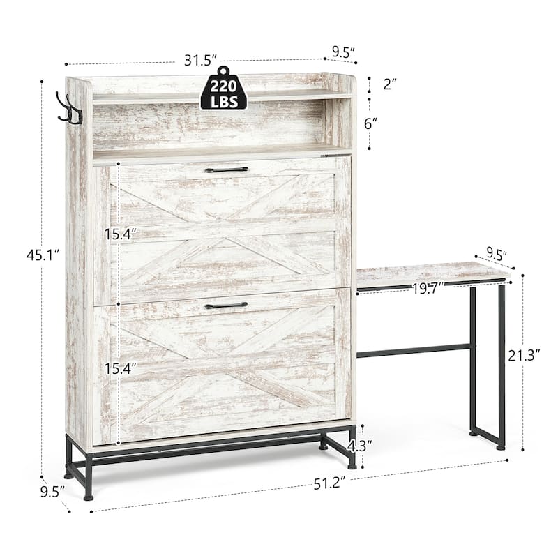 Shoe Cabinet, Entry Home Shoe Cabinet, Entrance Balcony Storage Cabinet, Large Capacity Shoe Rack, White