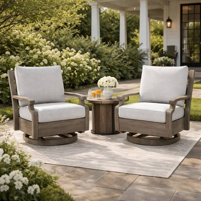 Inaya Outdoor Swivel Glider Chair with Cushion, Brown Coated Metal