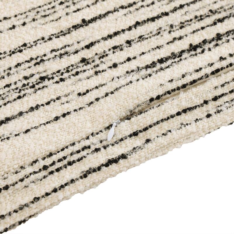 HiEnd Accents Cosmo Ivory/Black Bouclé Stripes Modern Contemporary 22x22 inch Decorative Throw Pillow
