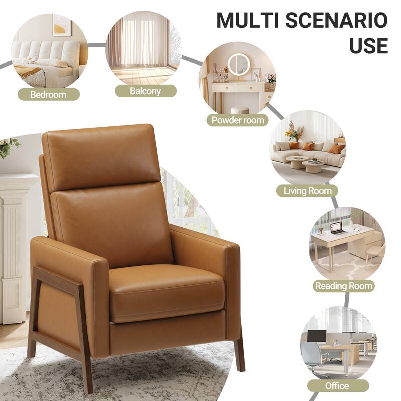 Push Back Comfy Modern Upholstered Wingback Recliner Chair