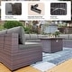 preview thumbnail 13 of 28, Kullavik 15PCS Outdoor Patio Furniture Set with Fire Pit Table & Glass Top Coffee Table
