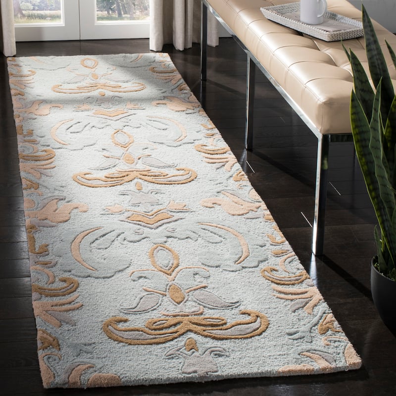 SAFAVIEH Handmade Soho Tianna N.Z. Wool Rug - 2'6" x 14' Runner - Light Blue/Multi