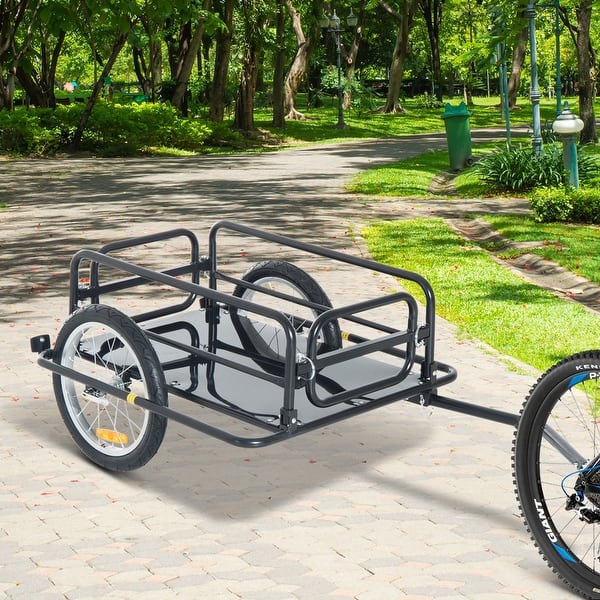 Aosom Bike Cargo Trailer for Hefty Loads with Foldable Compact