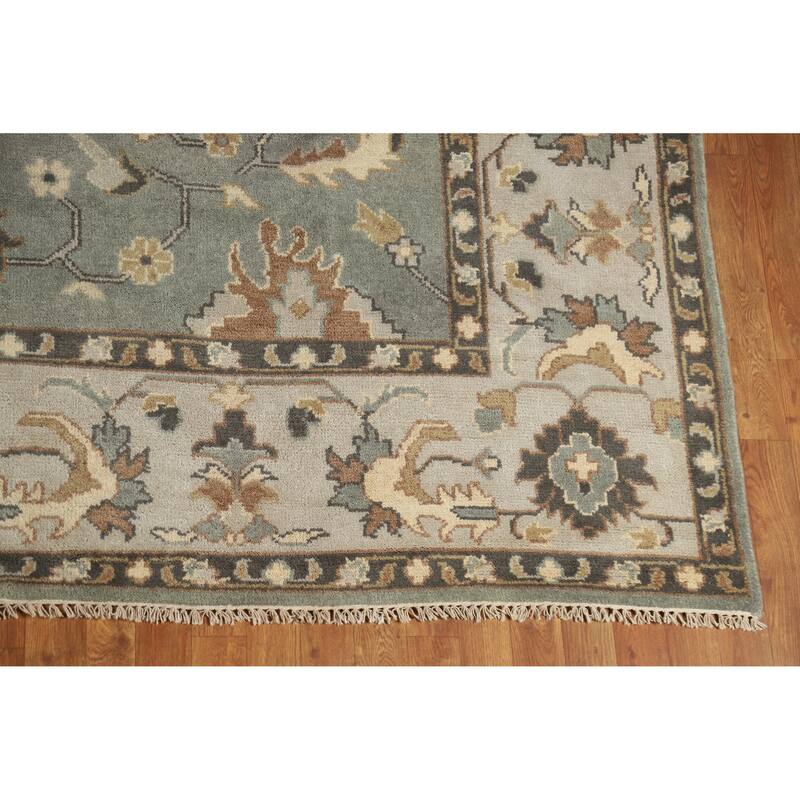 Floral Oushak Indian Area Rug Handmade Wool Carpet - 9'1" x 11'9"