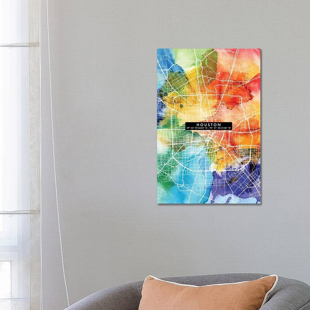 iCanvas "Houston City Map Colorful" by WallDecorAddict Canvas Print