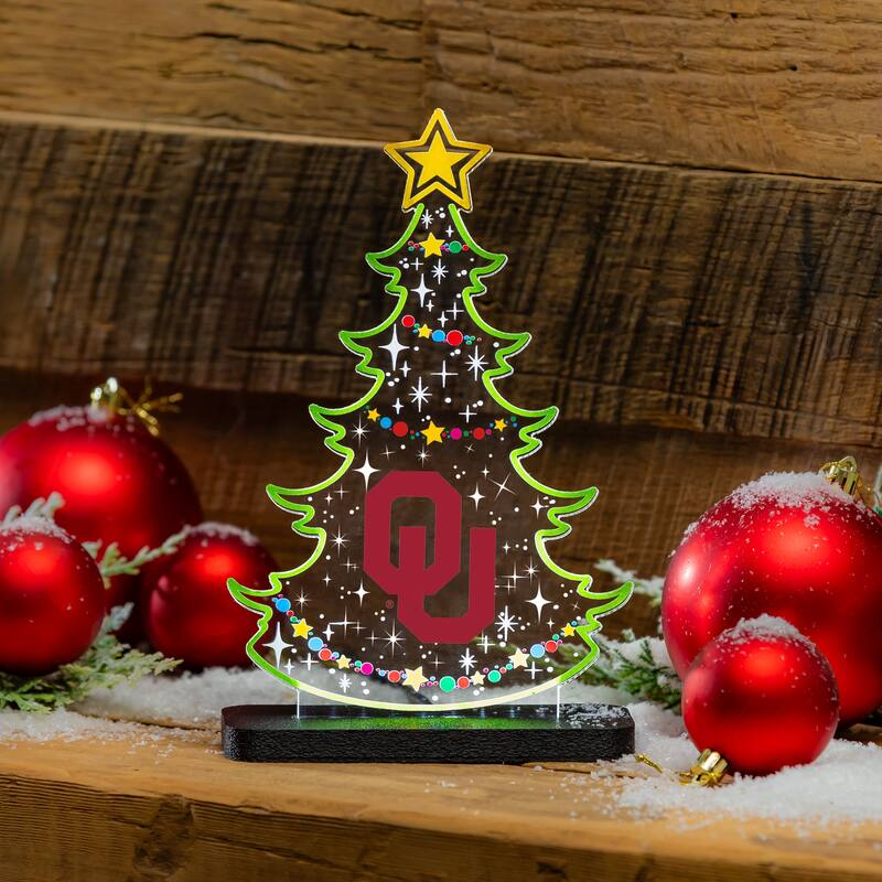 10" LED Tabletop Christmas Tree Desklite Sign, University of Oklahoma
