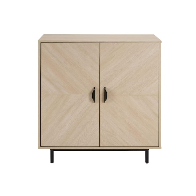 Homy Casa Herringbone Accent Cabinet, Adjustable Shelf, Living Sideboard