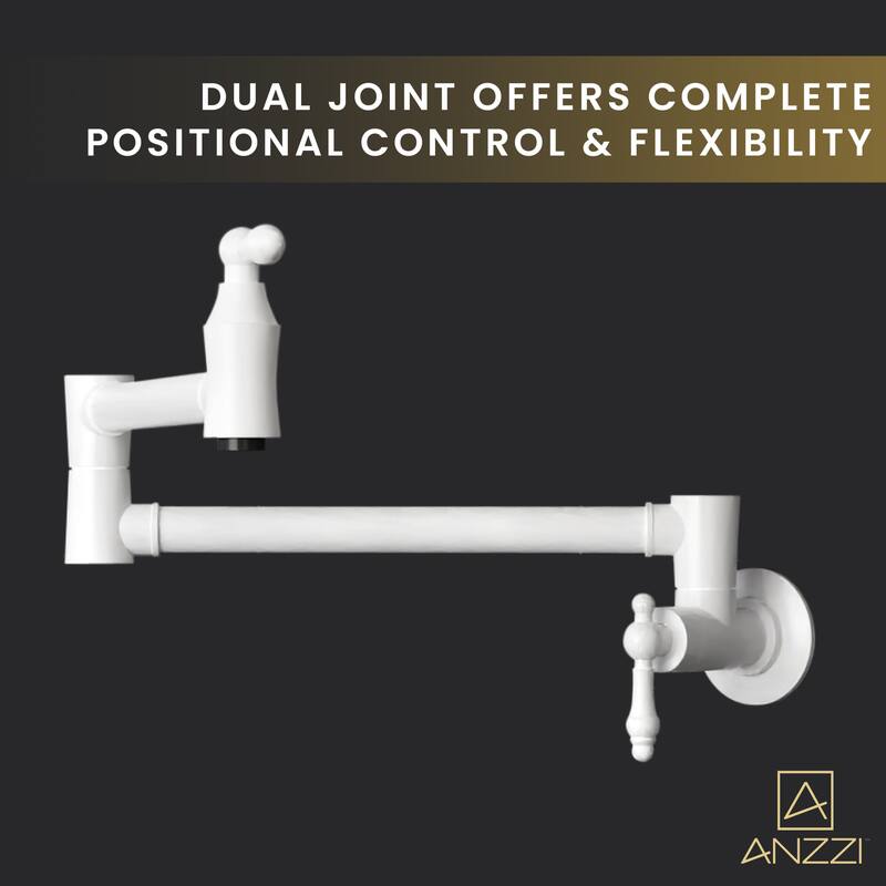Marca 360-Degree 24" Wall Mounted Pot Filler with Dual Swivel in Matte White