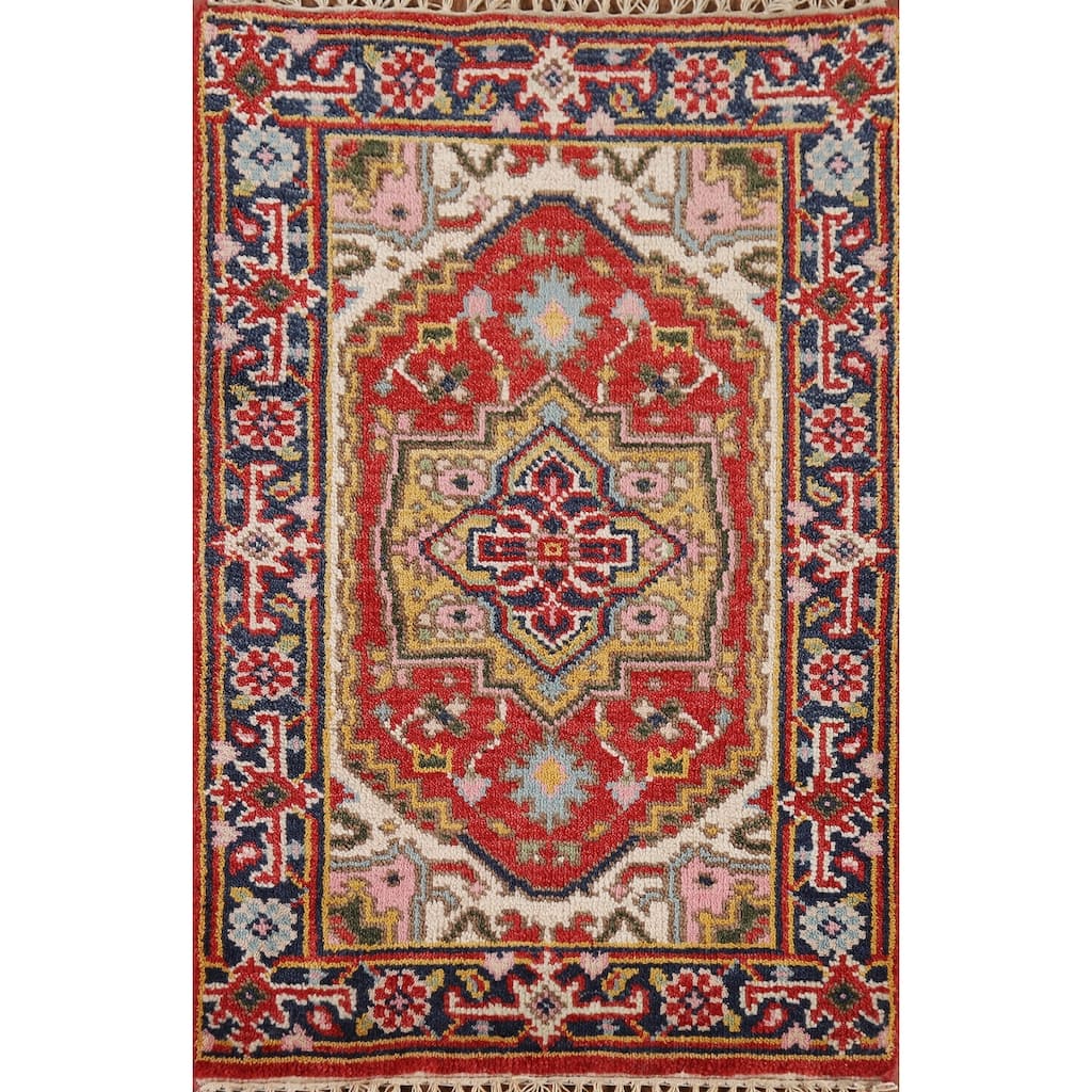 Geometric Heriz Serapi Accent Rug Handmade Traditional Wool Carpet - 2'0" x 3'0"