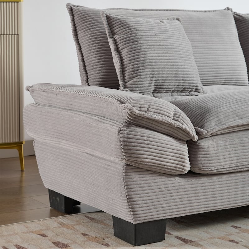 84" Corduroy Sleeper Couch Upholstered Deep Seat Loveseat Sofa with Pillows