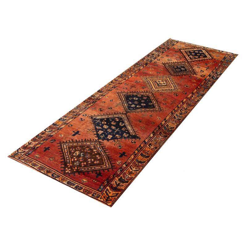 ECARPETGALLERY Hand-knotted Melis Vintage Copper Wool Rug - 3'10 x 10'9