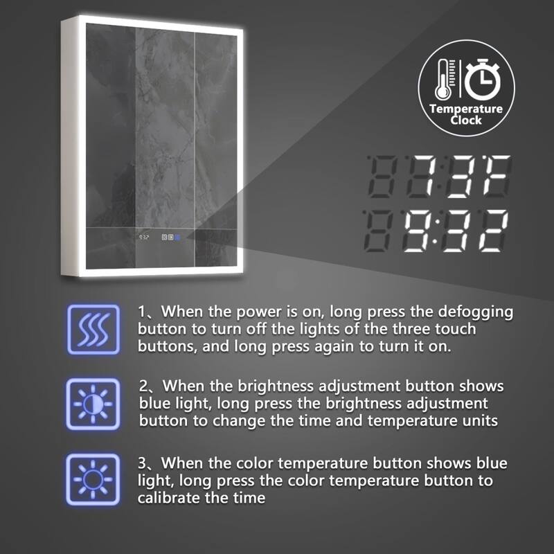 ExBrite 24" W x 32" H Led Lighted Medicine Cabinet Recessed or Surface with mirrors