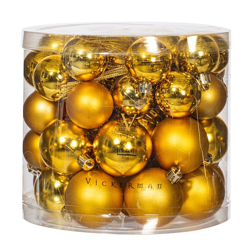 Gold Shiny/Matte 1.5-2-inch Ball Ornaments (Pack of 50)