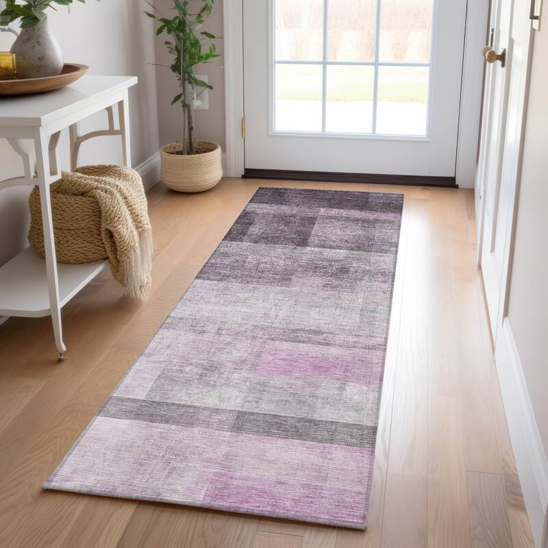 Machine Washable Indoor/ Outdoor Modern Abstract Chantille Rug