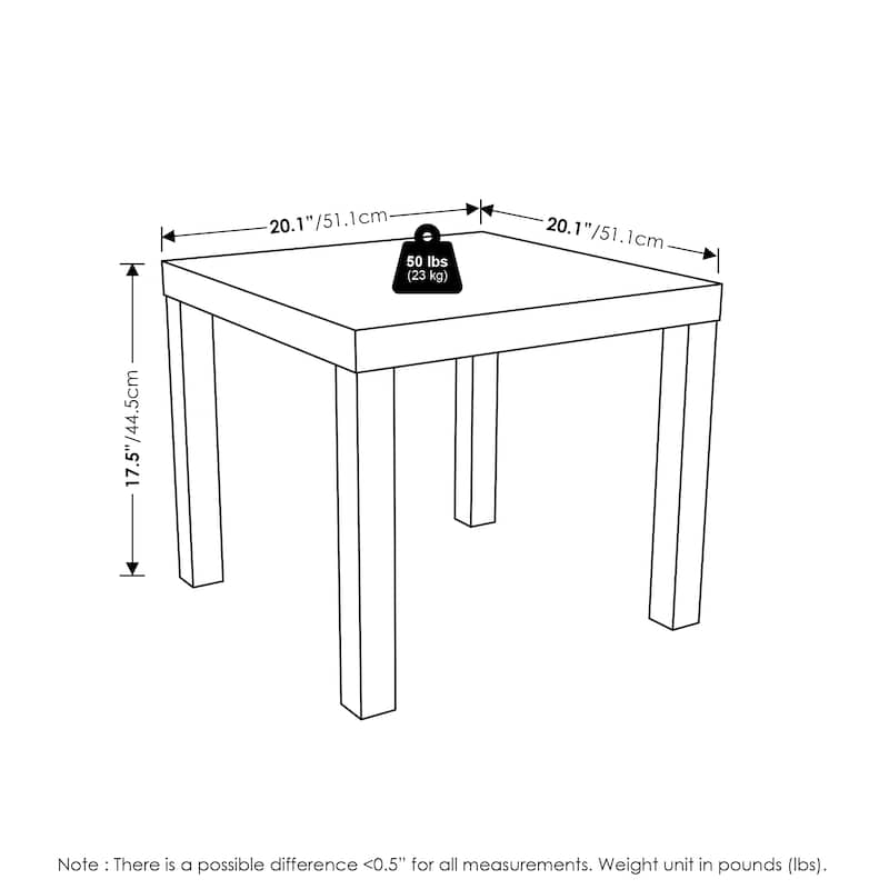 Furinno Classic Homey Square Side Table, Black