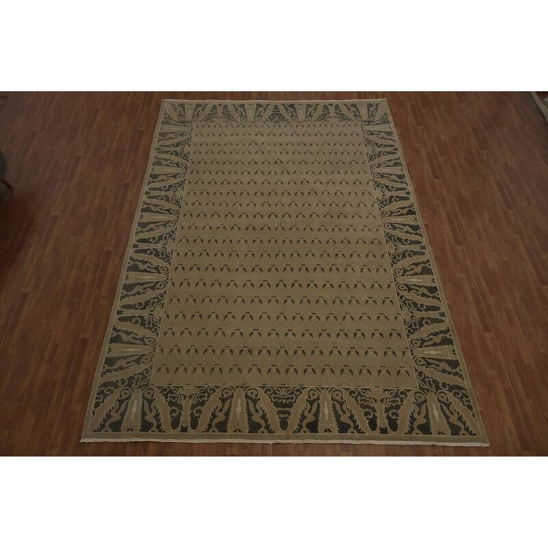Hand Knotted Oriental 100% Wool Carpet Traditional All-Over Brown Ziegler Area Rug - 14' 9'' X 9' 11''