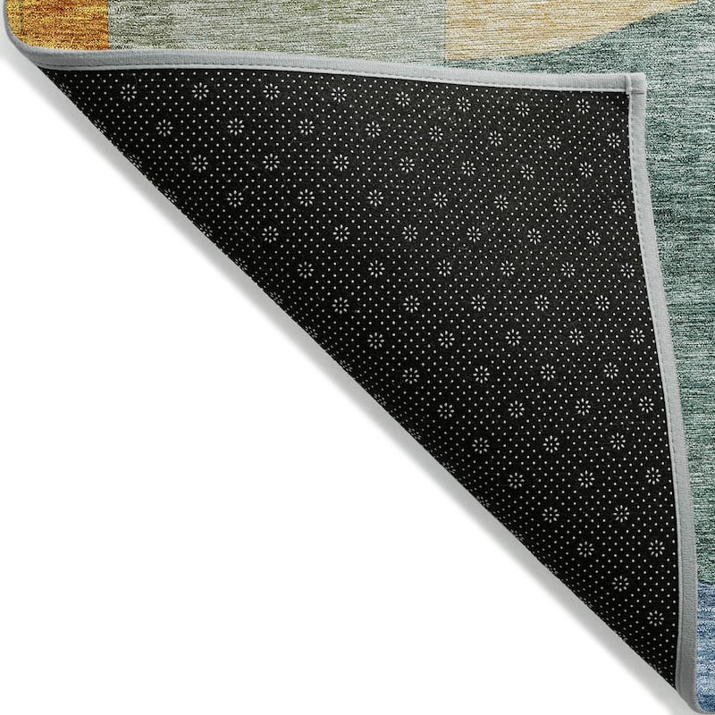 Machine Washable Indoor/ Outdoor Abstract Contemporary Chantille Rug