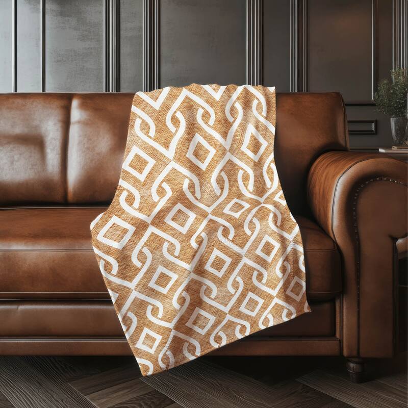 Premium Machine Washable Modern Scroll Sherpa Throw Blanket - Paprika - 4'2" x 5'10"