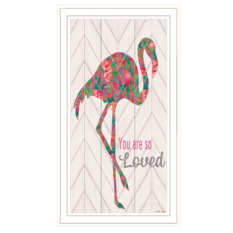 TrendyDecor4U "You are so loved- Flamingo" Framed Print Wall Art - White