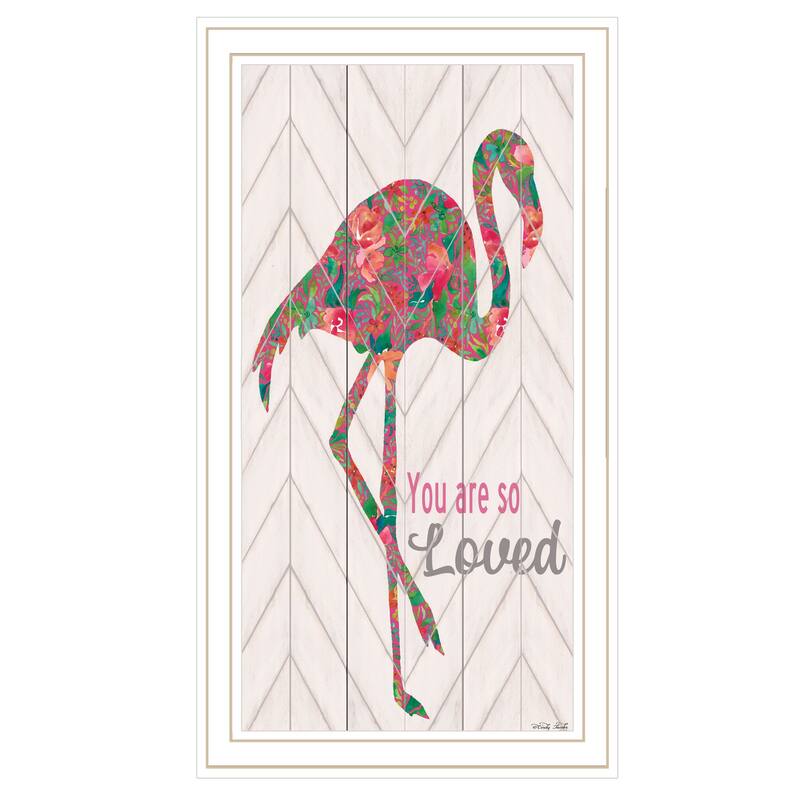TrendyDecor4U "You are so loved- Flamingo" Framed Print Wall Art - White
