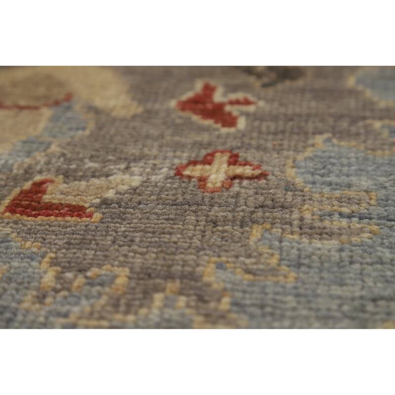 Hand Knotted Oriental 100% Wool Carpet Transitional Floral Navy Blue & Blues Oushak Area Rug - 8' 6'' X 6' 0''