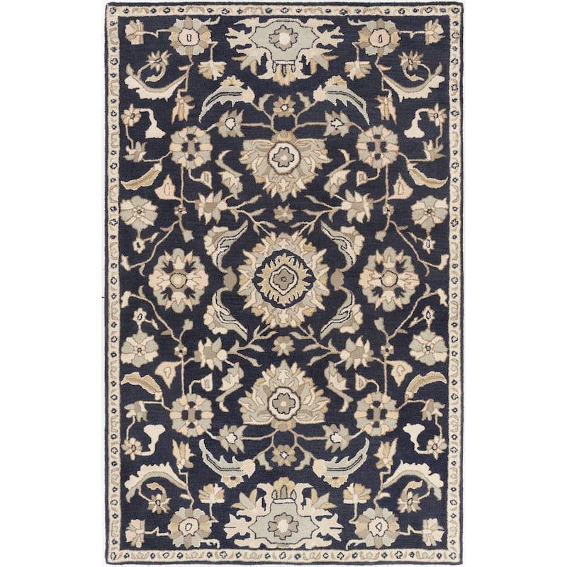 Livabliss Transitional Caesar Paisley Area Rug - 5' x 8' - Navy