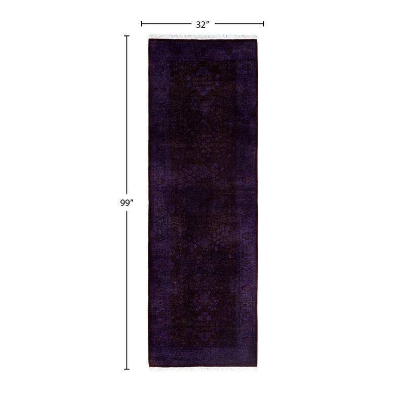 Overdyed One-of-a-Kind Hand-Knotted Runner Rug - Purple - 2' 8" x 8' 3"
