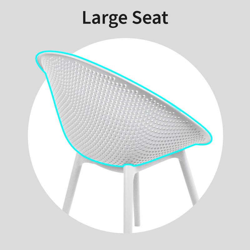 Modern Plastic Dining Chair Plastic Legs with Breathable Perforated Egg Shaped Seat for Indoor/Outdoor Use