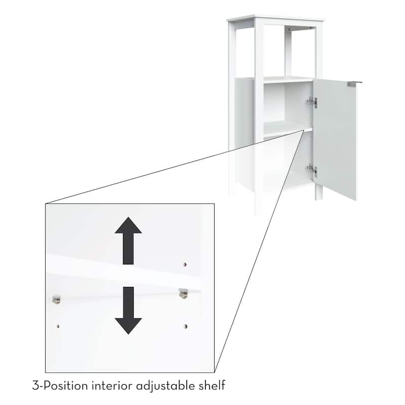 RiverRidge Madison Single 1-Door Bathroom and Laundry Storage Cabinet and Organizer with Open and Adjustable Interior Shelves