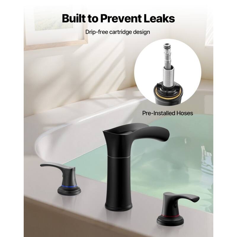 Zinc Alloy Deck Mount Roman Bathtub Faucet with Dual Handles and Drip-Free 3-Hole Installation - 6.30” x 2.24” x 8.86”