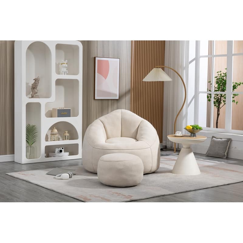 Bean Bag Chair w/Foot Stool in Multiple Colors, Giant Foam-Filled Furniture-Maximum Comfort Bean Bag