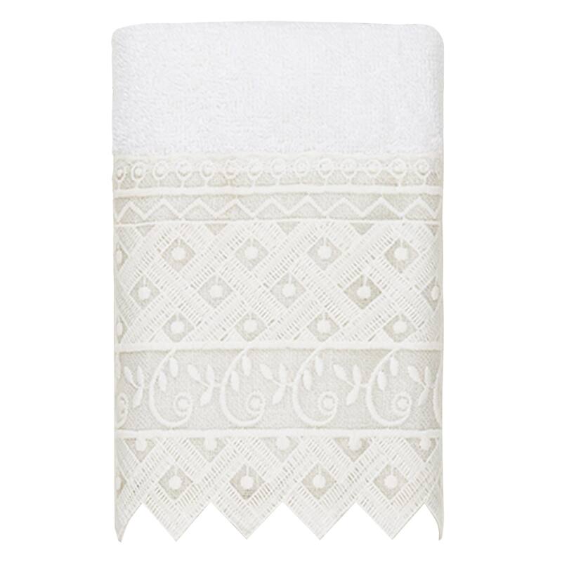 Authentic Hotel and Spa 100% Turkish Cotton Aiden 3PC White Lace Embellished Towel Set