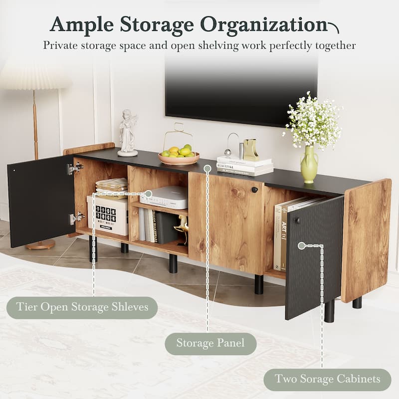Entertainment Center with 3 Cabinets, Media Console Table for TVs up to 70"