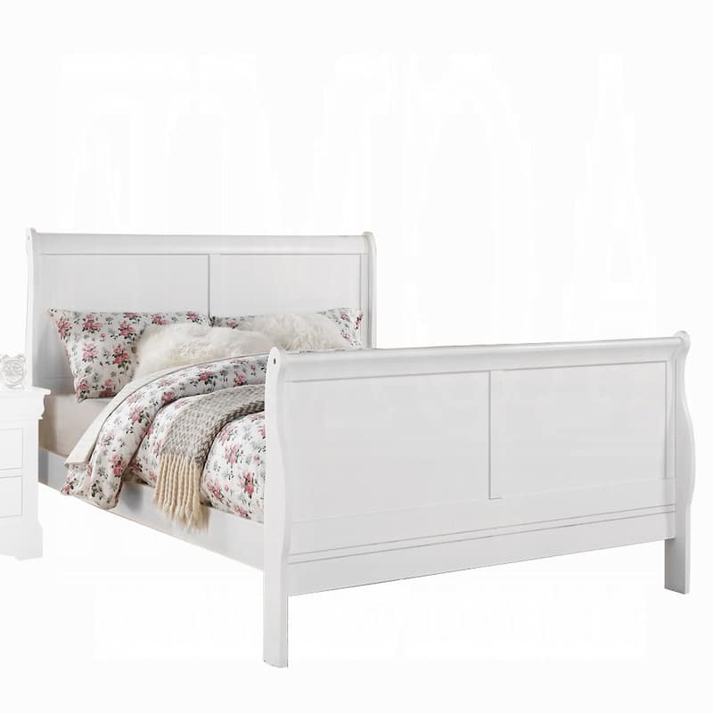 Elegant White Queen Sleigh Bed with Timeless Design and Sturdy Construction