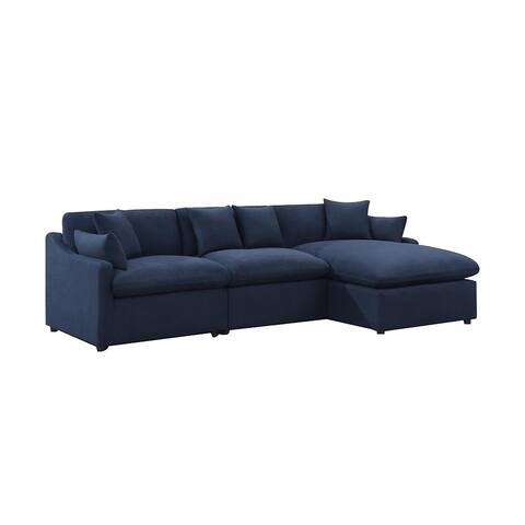3 Piece Modular Power Sectional Sofa in Midnight Blue
