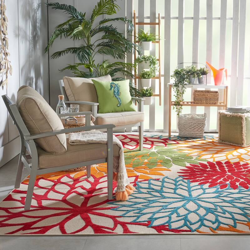 Nourison Aloha Floral Modern Indoor/Outdoor Area Rug