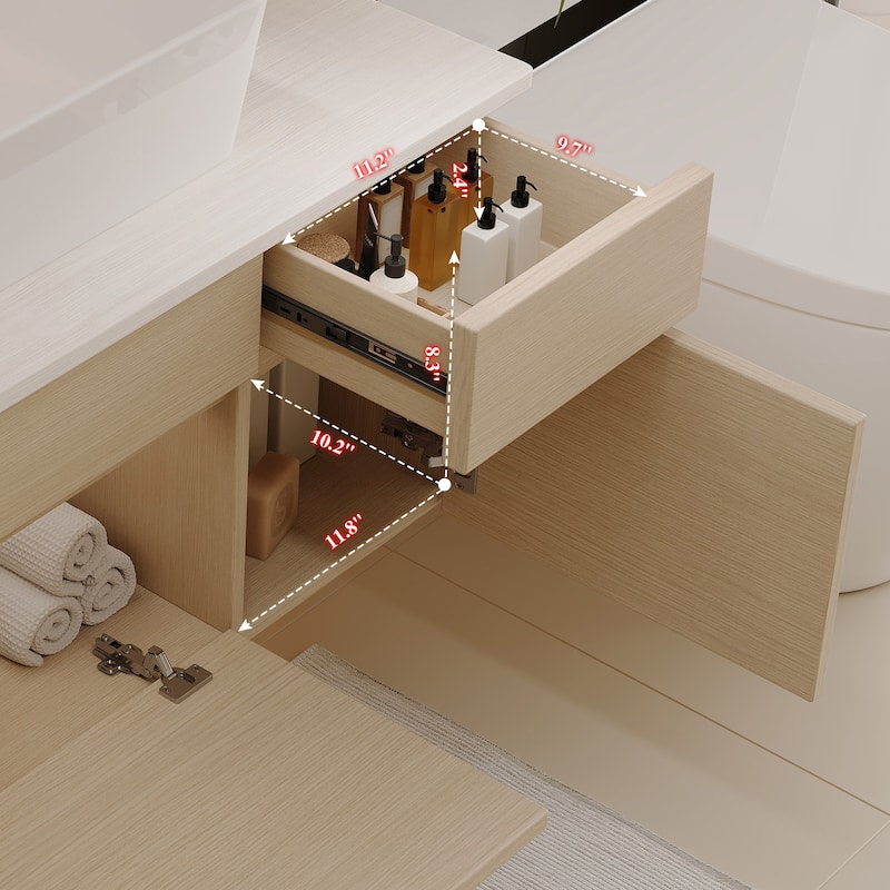 31.5" Floating Single Bathroom Vanity with Sink, Small Space-Saving Vanity for Compact Bathrooms