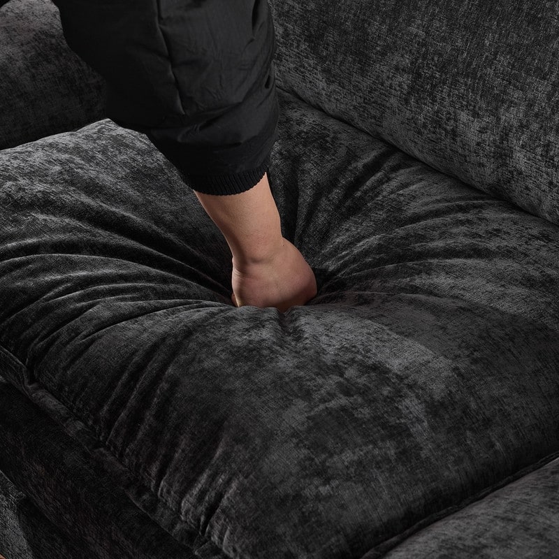 Full KD Double Cushion Chenille Sofa with Ottoman