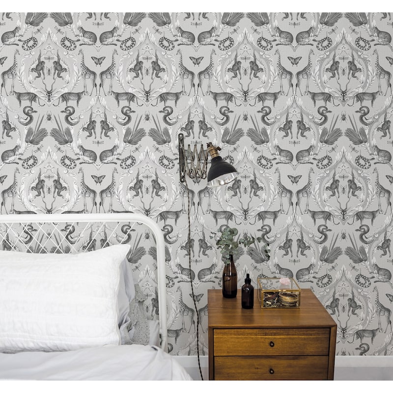 Galerie Wallcoverings Bazaar Jungle Menagerie Damask Non-woven Metallic Wallpaper Roll