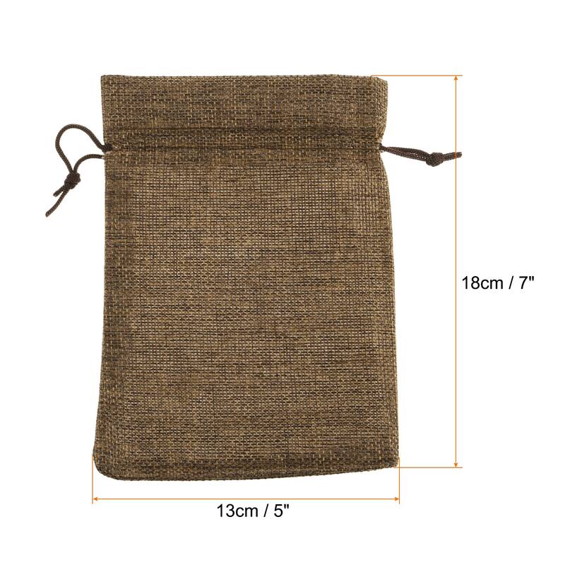 25Pcs Drawstring Burlap Gift Bags 5" x 7" Linen Sack Jewelry Pouches - 5" x 7" - Brown