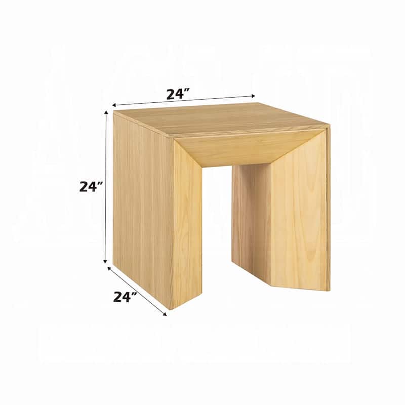 Arnold Side End Table, Natural Brown Wood Frame, Square 24 Inch Top