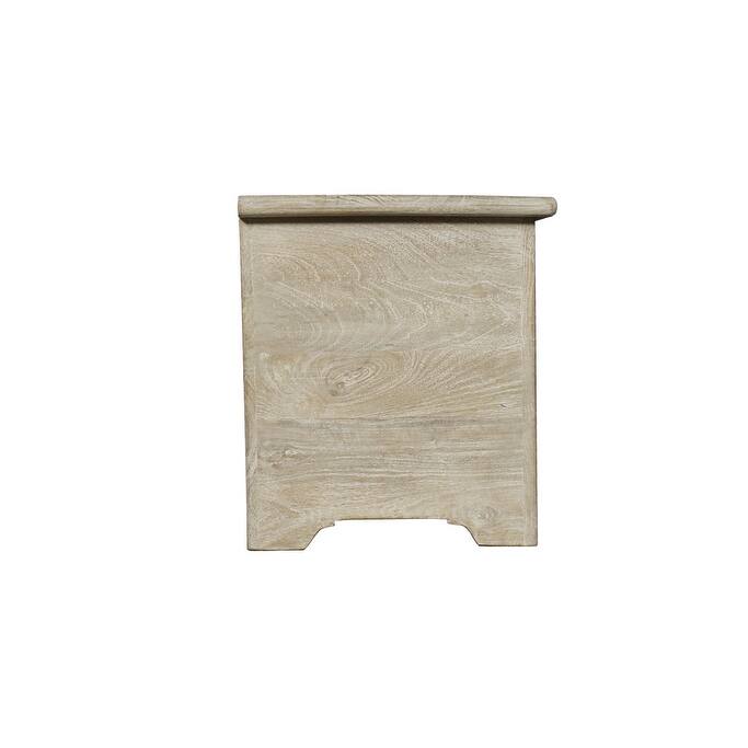 HomeRoots 52" Gray Distressed Solid Wood Carved Floral Storage Ottoman