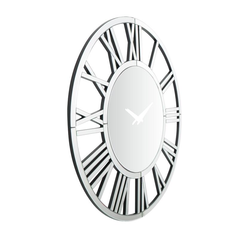 Silver or Gold Glass Mirrored Wall Clock