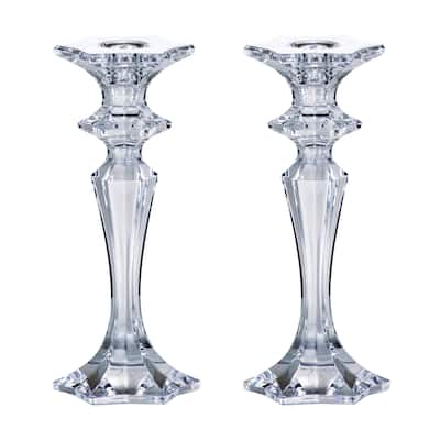 Majestic Gifts Inc European Glass Candlesticks -8.25" Height - Set/2 - 8.25"