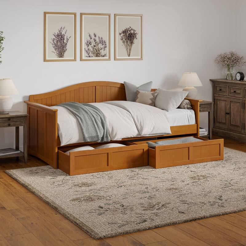 Nantucket Twin Wood Daybed with Set of 2 Drawers - Light Toffee