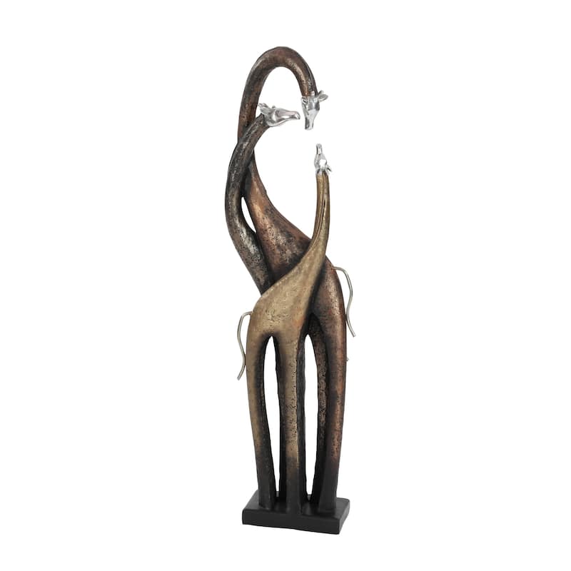 Polystone Giraffe Sculpture - Brass - Roche River Decor - 3"W x 5"L x 22"H