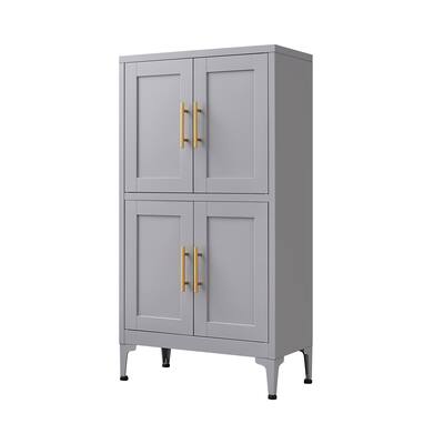 Metal Kitchen Storage Cabinet with Doors and Shelves