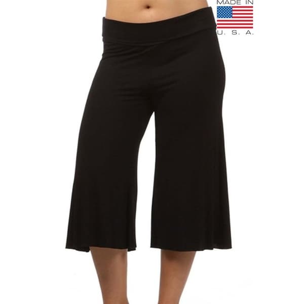 Plus Size Women's Gaucho Pants 3/4 Long Palazzo Pants Loose Fit Waist Band 1XL 2XL 3XL More Colors Available
