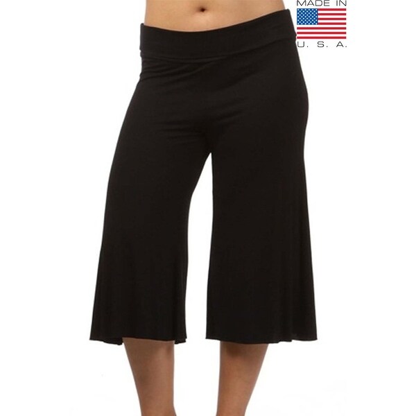 Shop Plus Size Women's Gaucho Pants 3/4 Long Palazzo Pants Loose Fit ...